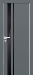 Дверь PX-16 AL кромка с 2-х ст. Графит со стеклом (Черный лакобель)